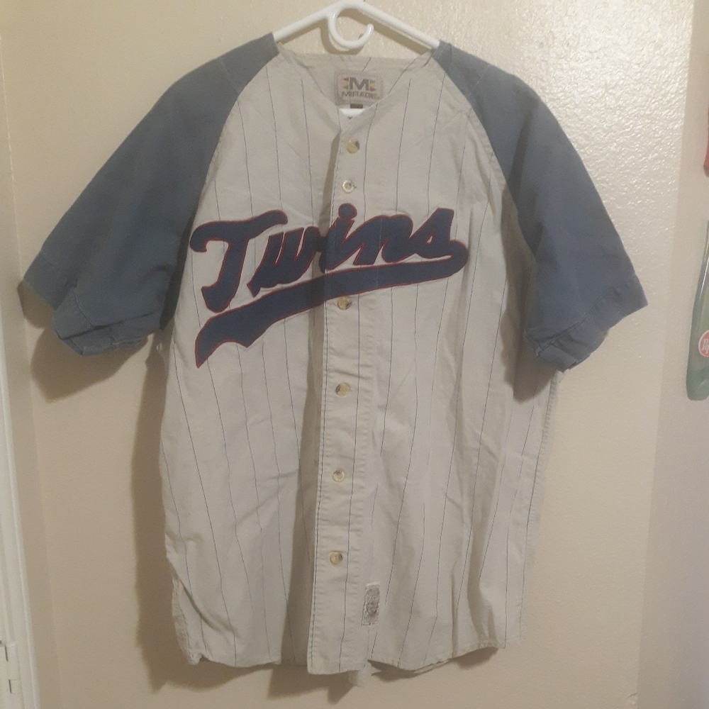 Mirage #3 Twins Jersey  Buttons Up Uniform 26" x 31.5" Size XL Tan Blue